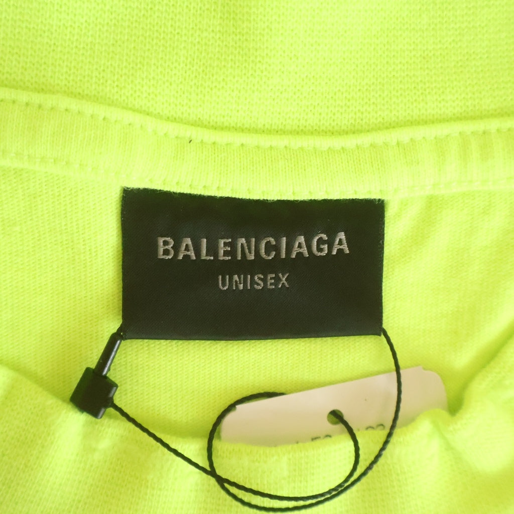 BALENCIAGA(バレンシアガ) デストロイ加工 ロゴプリント オーバーサイズTシャツ 半袖クルーネックカットソー イエロー 651795 TNVL1