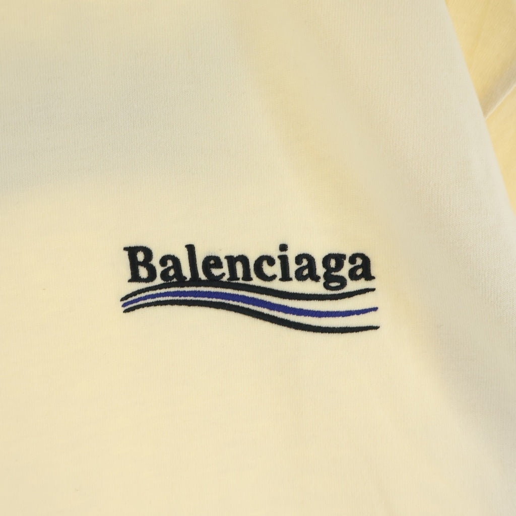BALENCIAGA(バレンシアガ) 21SS Political Campaign Oversized Tee ポリティカル キャンペーンロゴ刺繍Tシャツ 半袖クルーネックカットソー ベージュ 641655 TKVJ1