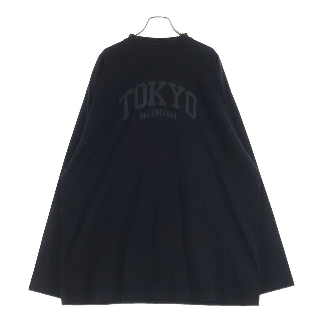 BALENCIAGA(バレンシアガ) 23SS Oversized L/S T-Shirt TOKYOロゴプリント オーバーサイズTシャツ 長袖クルーネックカットソー ブラック 720250 TLVK6