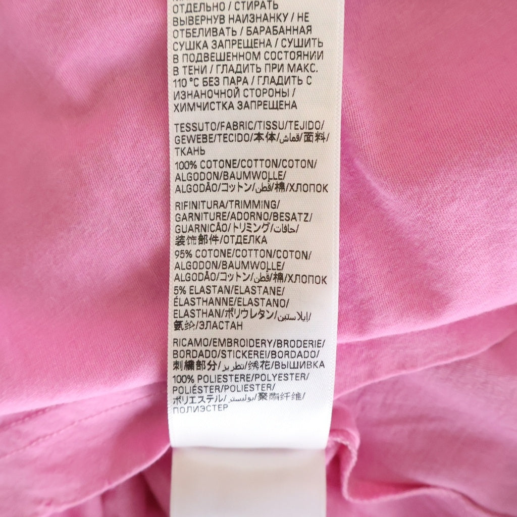 BALENCIAGA(バレンシアガ) 22SS Distressed T-shirt バックネックロゴ刺繍 ダメージ加工Tシャツ 半袖クルーネックカットソー ピンク 739784 TOVF4