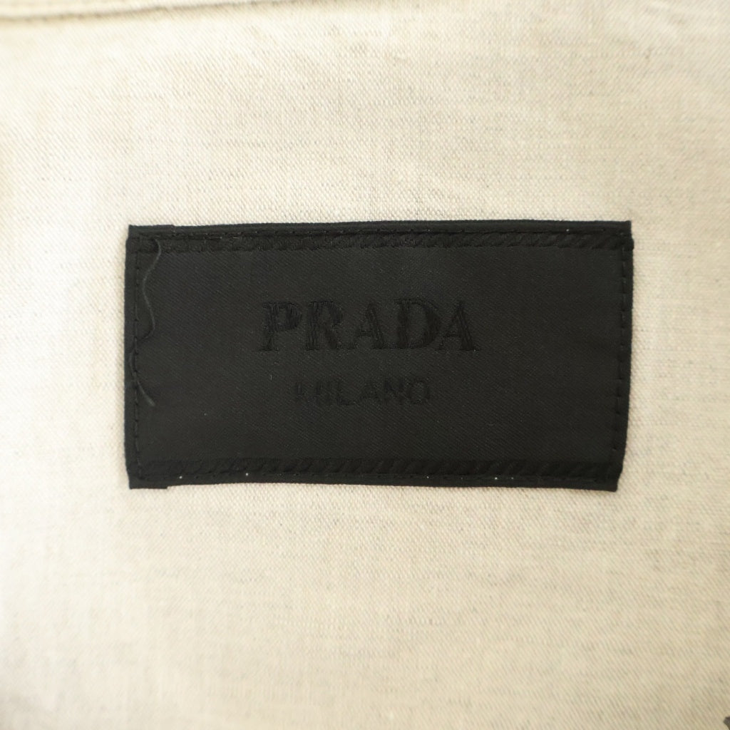PRADA(プラダ) 23SS トライアングルロゴ ジップアップ リネン ニュートラル シャンブレーブルゾンジャケット ベージュ GEB255