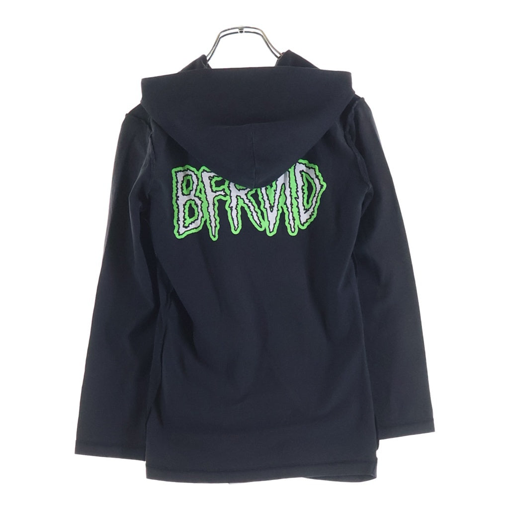 BALENCIAGA(バレンシアガ) BFRND Long-Sleeve Hooded T-Shirt ロゴプリント ネックホルダー付 ロングスリーブフーデッドTシャツ レディース ブラック 787350 TQVG9