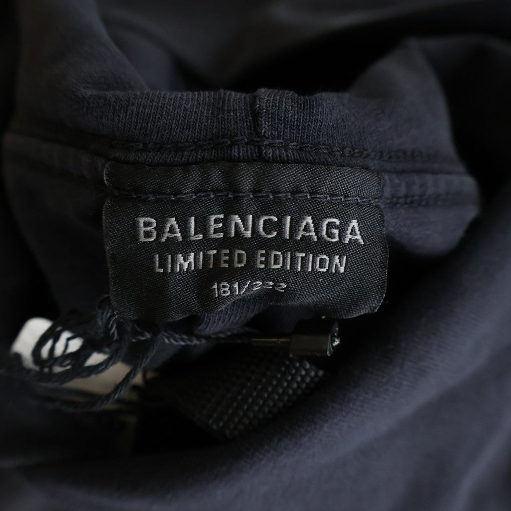 BALENCIAGA(バレンシアガ) BFRND Long-Sleeve Hooded T-Shirt ロゴプリント ネックホルダー付 ロングスリーブフーデッドTシャツ レディース ブラック 787350 TQVG9