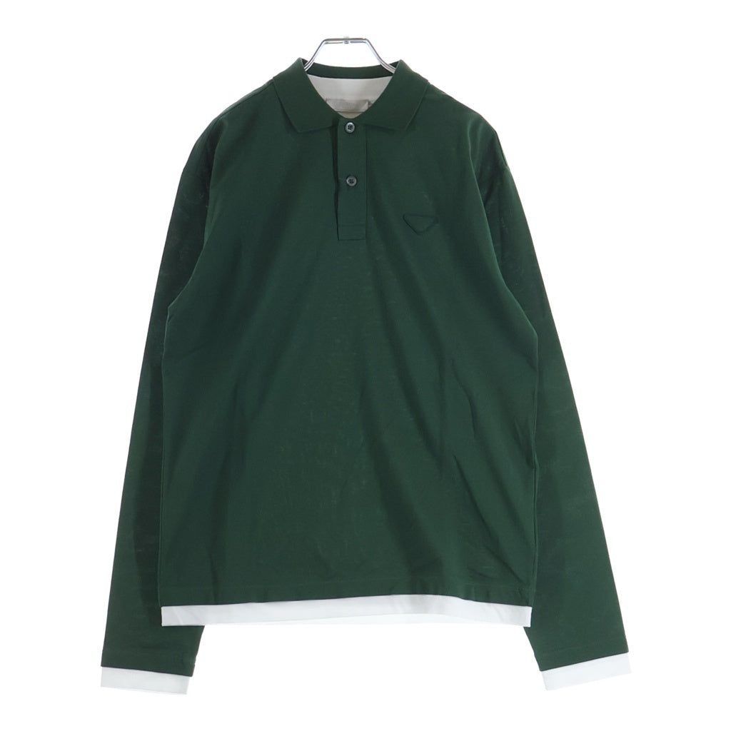 PRADA(プラダ) 24SS レイヤード 長袖コットンポロシャツ グリーン UJL72B