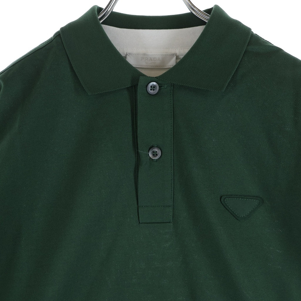 PRADA(プラダ) 24SS レイヤード 長袖コットンポロシャツ グリーン UJL72B