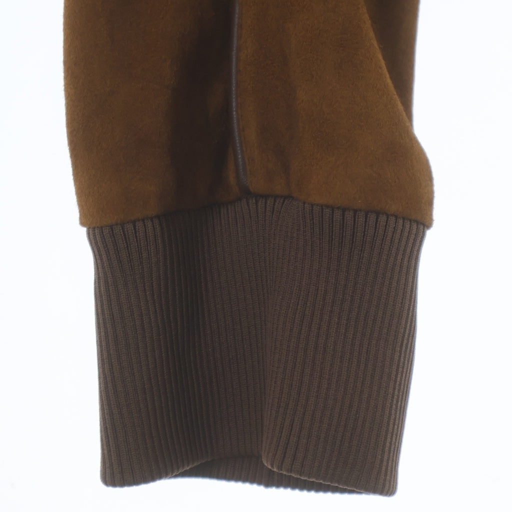 PRADA(プラダ) 25AW スウェード コニャック トラックジャケット ジップアップレザーブルゾン ブラウン UPW563