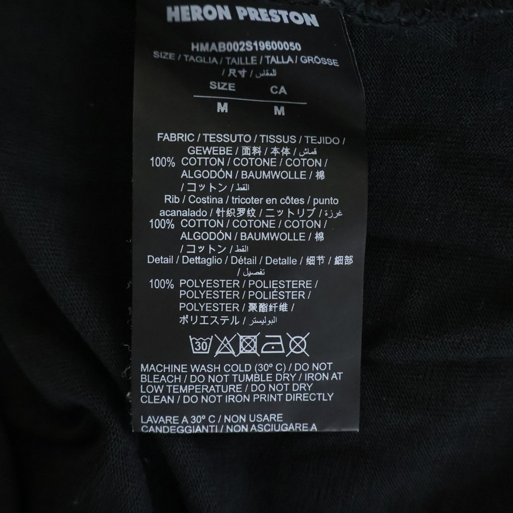 HERON PRESTON(ヘロンプレストン) 袖ロゴプリントTシャツ 長袖クルーネックカットソー ブラック HMAB002S19600050