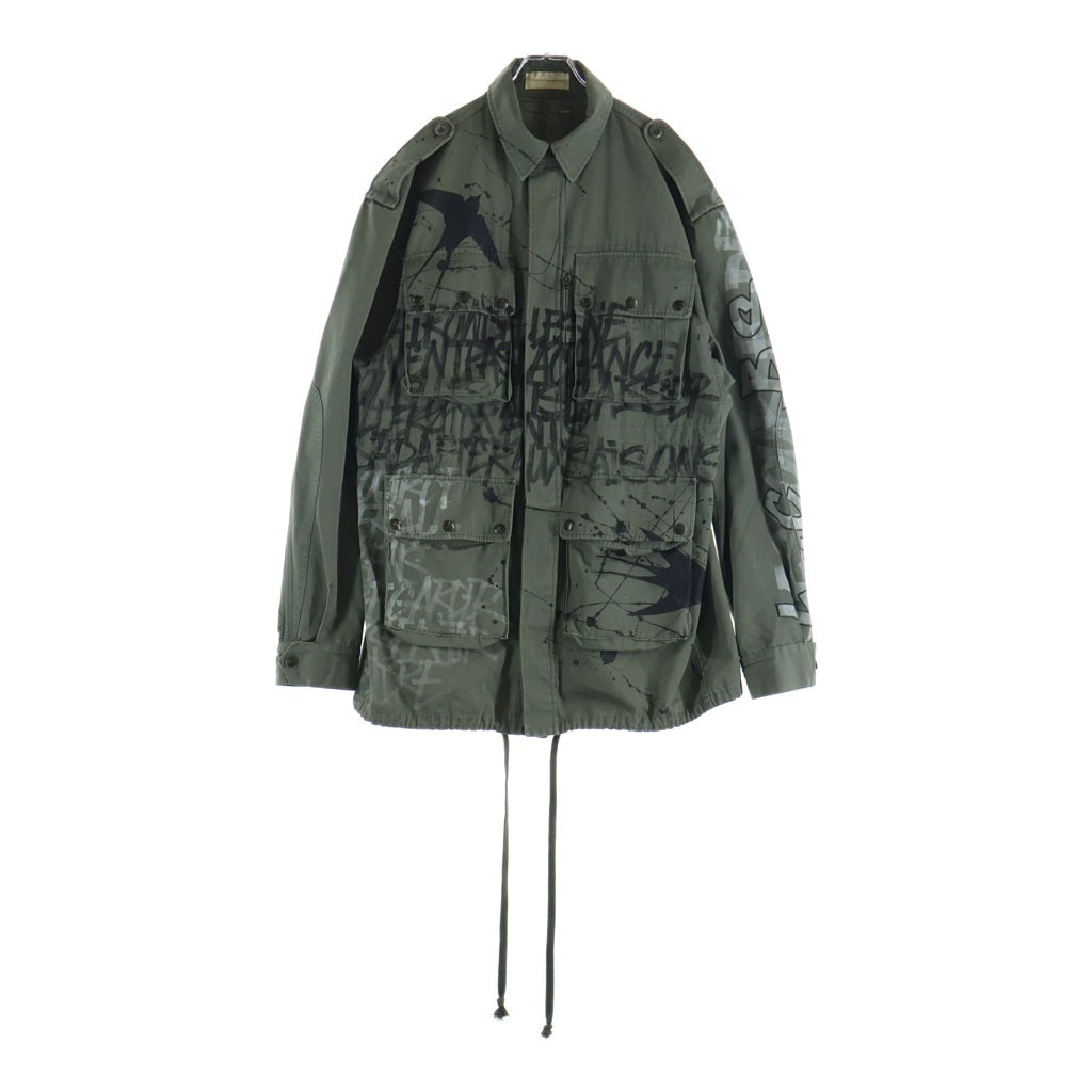 FAITH CONNEXION(フェイスコネクション) MULTIPOCKET PARKA マルチポケットパーカー ペイント加工 ジップアップジャケット カーキ X1200T76TZZ
