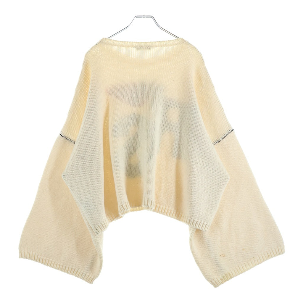 RAF SIMONS(ラフシモンズ) Oversized Instarsia Pull オーバーサイズ RSロゴ刺繍 クルーネックプルオーバーニットセーター ベージュ