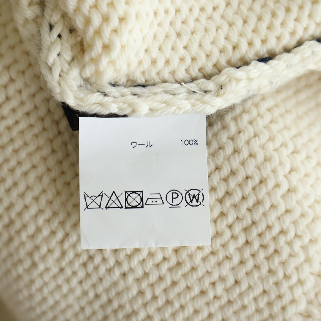 RAF SIMONS(ラフシモンズ) Oversized Instarsia Pull オーバーサイズ RSロゴ刺繍 クルーネックプルオーバーニットセーター ベージュ