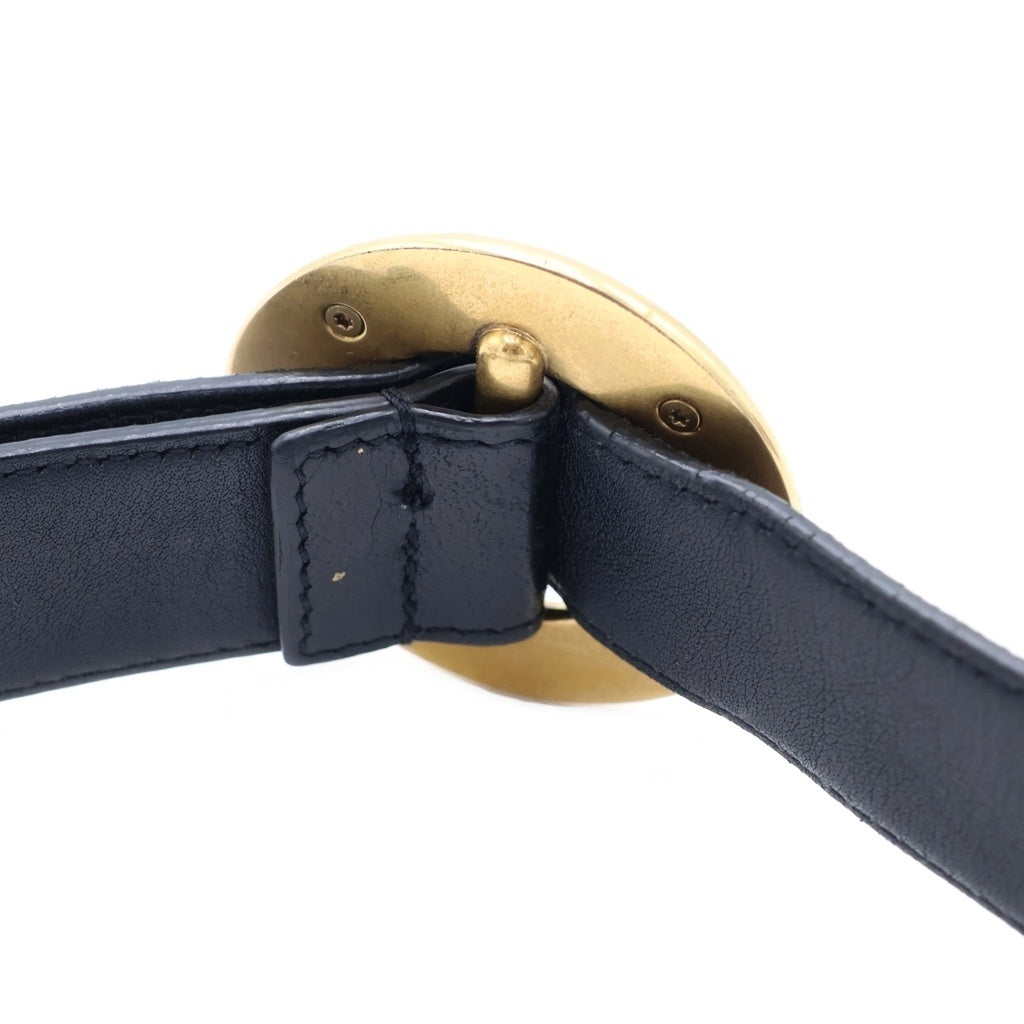 SAINT LAURENT PARIS(サンローランパリ) サークルロゴバックル レザーベルト ゴールド金具 ブラック 585759・85・0719 レディース