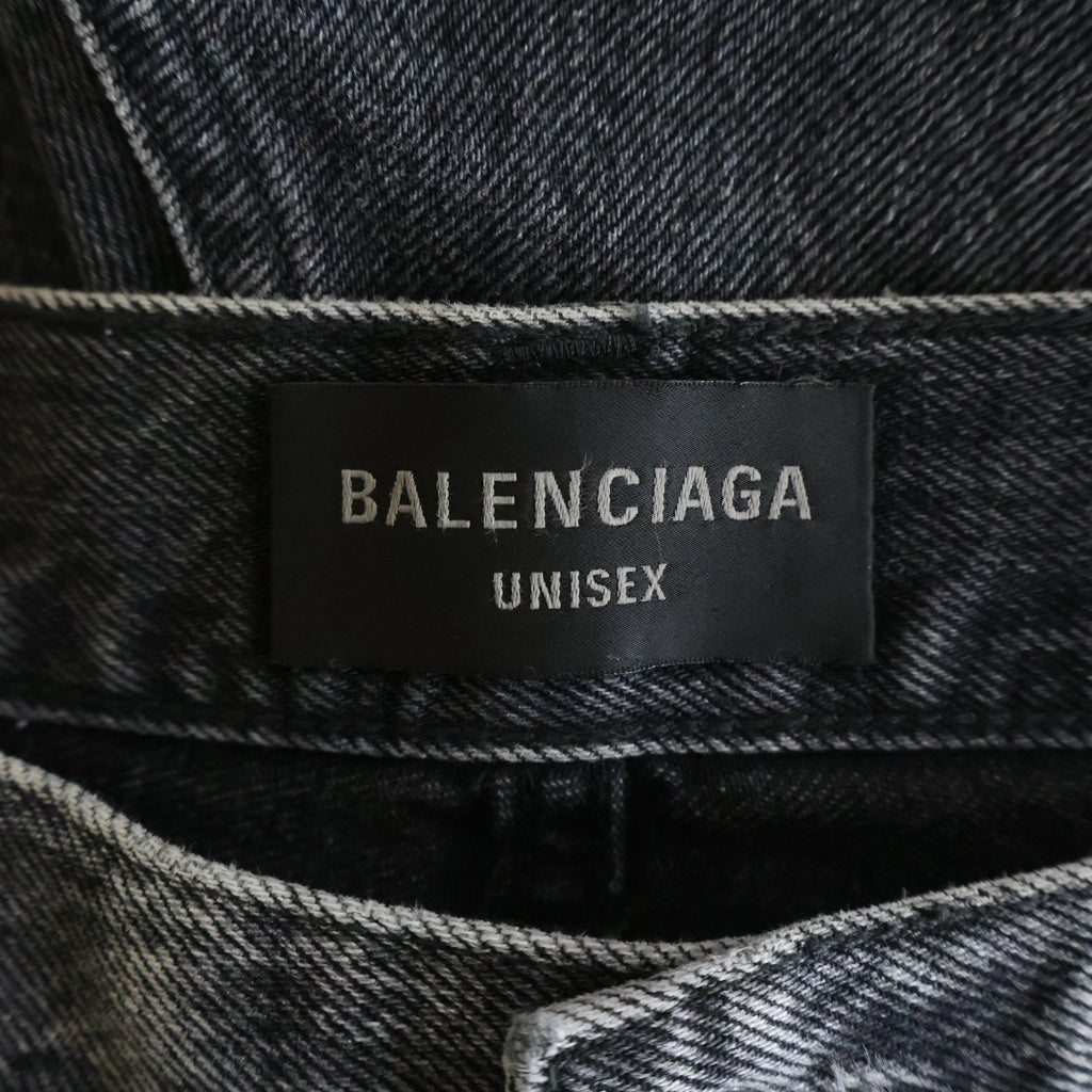BALENCIAGA(バレンシアガ) 22AW LOST TAPE ロスト テープ コットン ウォッシュダメージ加工 デニムフレアパンツ グレー 697829 TBP47