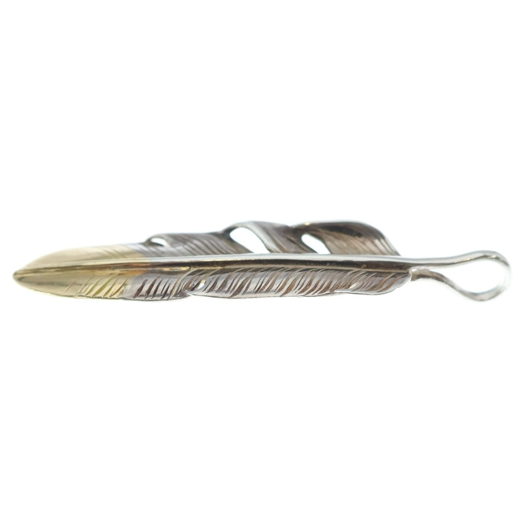 MOTO(モト) K18 FEATHER PENDANT 先金中フェザー ペンダントトップ 右向き シルバー/ゴールド