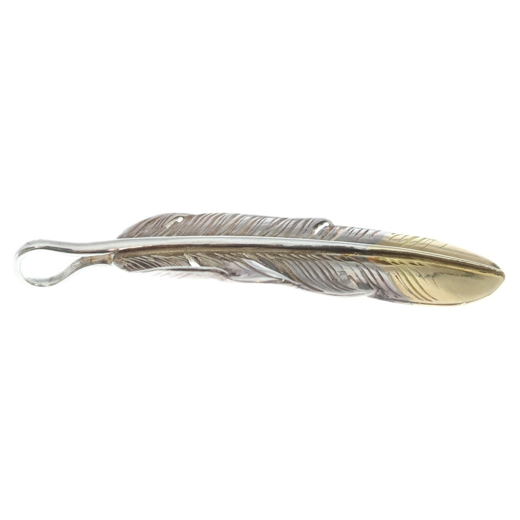 MOTO(モト) K18 FEATHER PENDANT 先金中フェザー ペンダントトップ 右向き シルバー/ゴールド