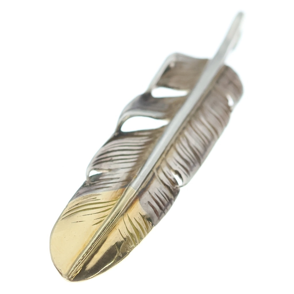 MOTO(モト) K18 FEATHER PENDANT 先金中フェザー ペンダントトップ 右向き シルバー/ゴールド
