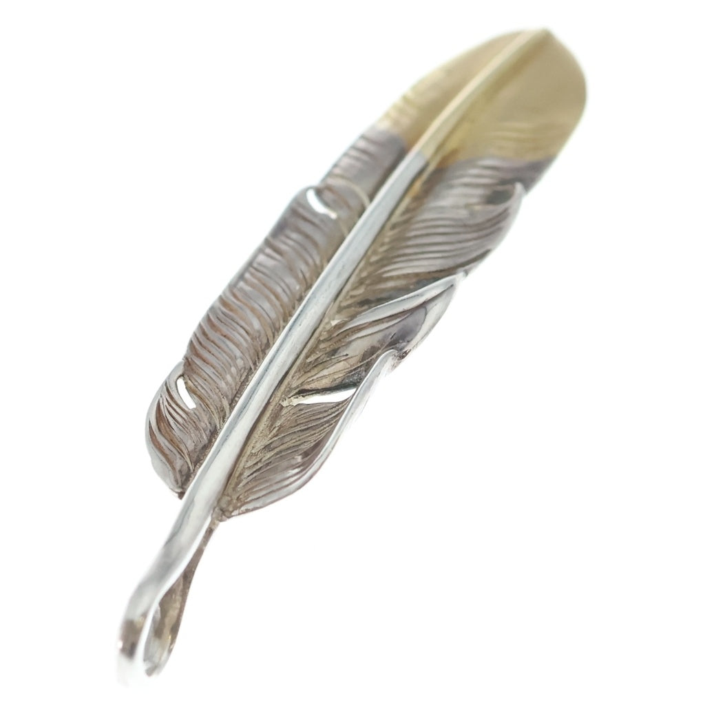 MOTO(モト) K18 FEATHER PENDANT 先金中フェザー ペンダントトップ 右向き シルバー/ゴールド