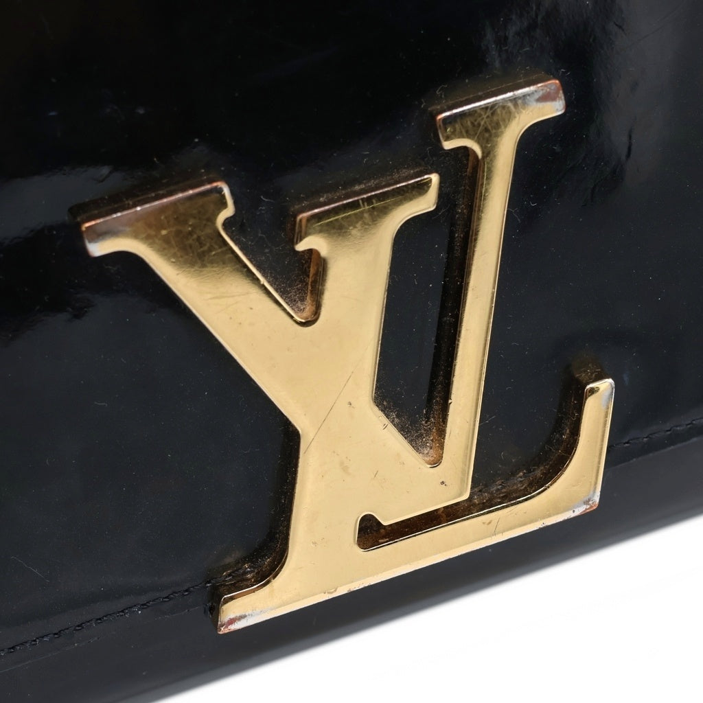 LOUIS VUITTON(ルイヴィトン) ヴェルニ ポルトフォイユルイーズ LVロゴ 二つ折り 長財布 ブラック/ゴールド M61316 CA4184 レディース