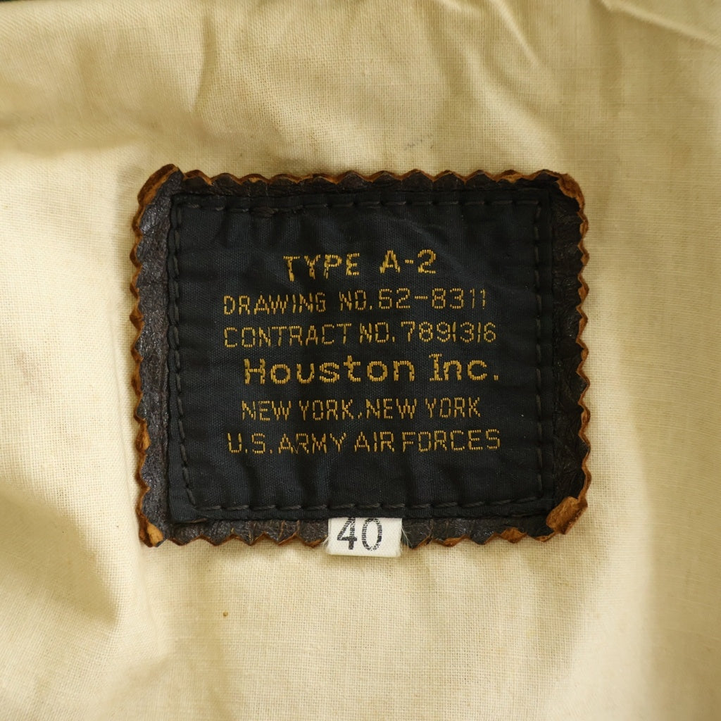 HOUSTON(ヒューストン) A-2 U.S. ARMY AIRFORCE アメリカ陸軍航空軍 レザー フライトジャケット ブラウン 62-8311
