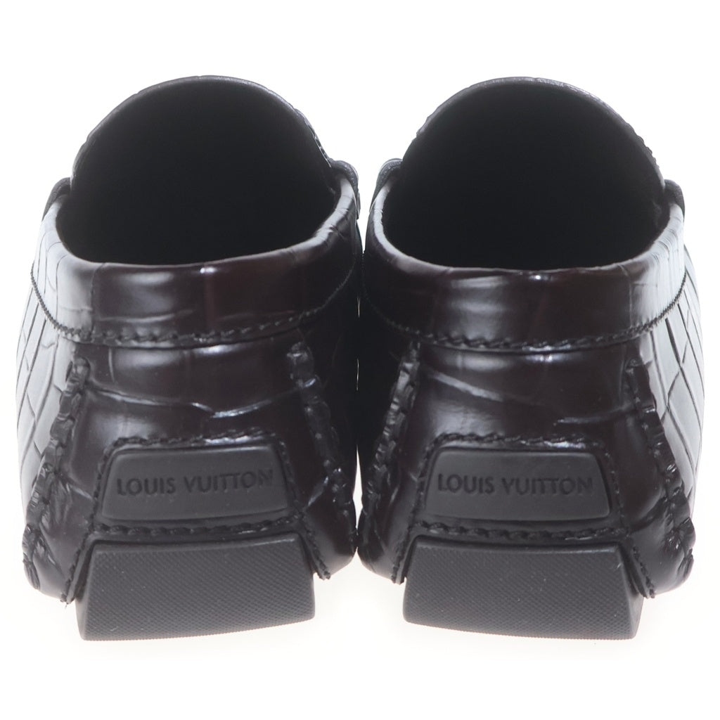 LOUIS VUITTON(ルイヴィトン) Monte Carlo Mocassin モンテカルロ クロコ型押し LVロゴプレート レザー モカシン シューズ ブラウン 1AD5ZG