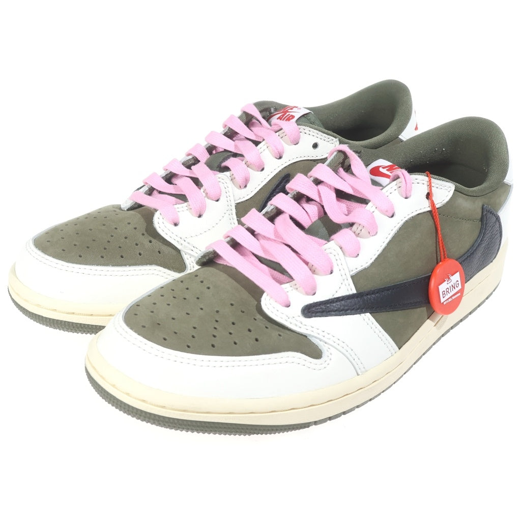 NIKE(ナイキ) ×TAVIS SCOTT AIR JORDAN1 LOW OG SP トラヴィス スコット エアジョーダン1 リバースオリーブ ローカットスニーカー ホワイト/カーキ US8/26cm DM7866-200