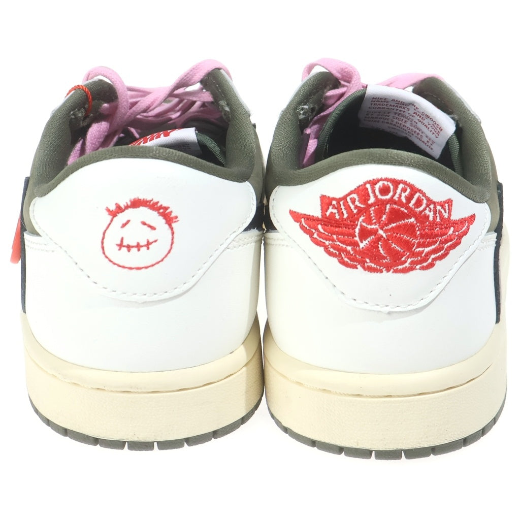 NIKE(ナイキ) ×TAVIS SCOTT AIR JORDAN1 LOW OG SP トラヴィス スコット エアジョーダン1 リバースオリーブ ローカットスニーカー ホワイト/カーキ US8/26cm DM7866-200