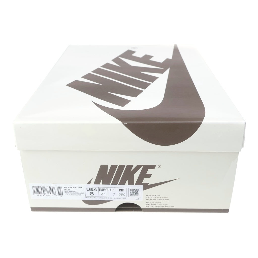 NIKE(ナイキ) ×TAVIS SCOTT AIR JORDAN1 LOW OG SP トラヴィス スコット エアジョーダン1 リバースオリーブ ローカットスニーカー ホワイト/カーキ US8/26cm DM7866-200