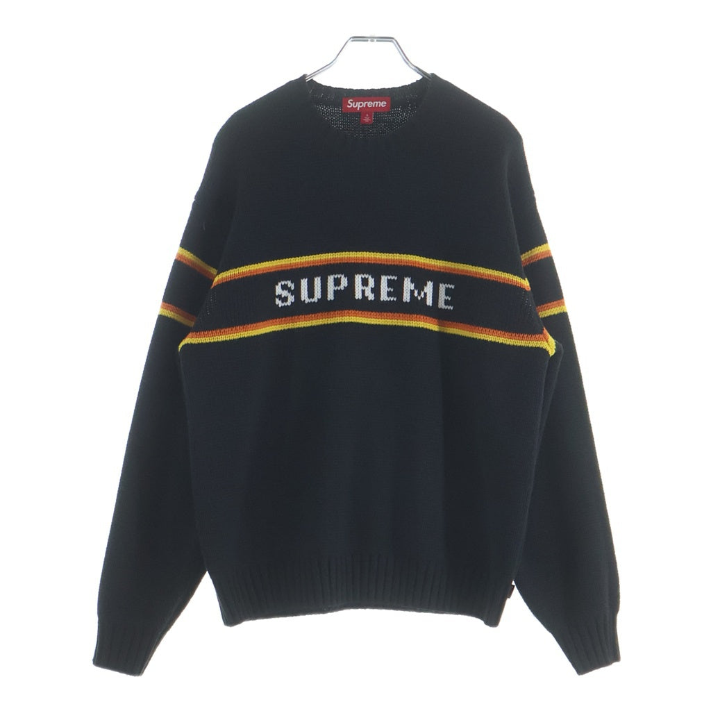SUPREME(シュプリーム) 23AW CHEST STRIPE SWEATER チェストストライプセーター ボーダークルーネック長袖ニット ブラック