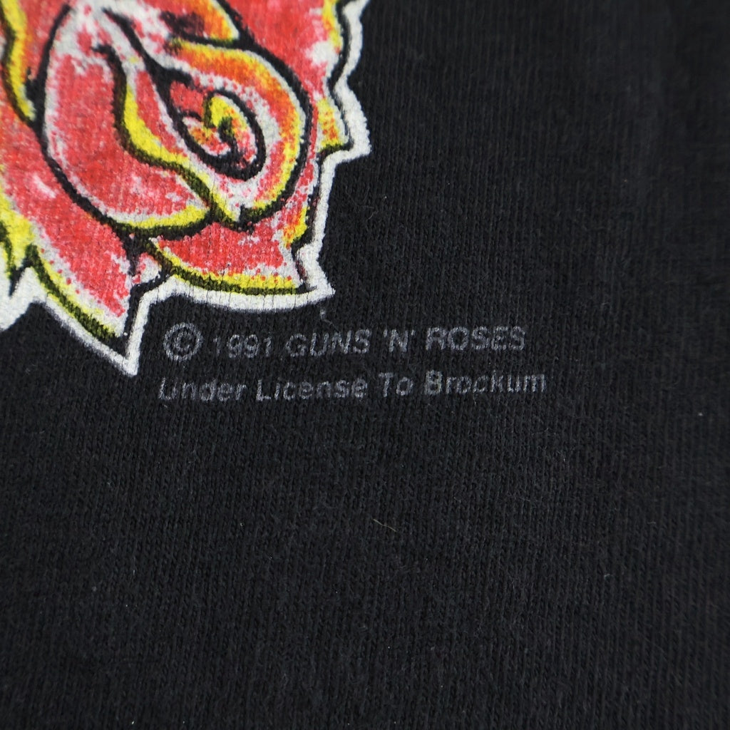 VINTAGE(ヴィンテージ) 90S GUNS N' ROSES SKULL CROSS GUN USE YOUR ILLUSION BROCKUMボディ ガンズアンドローゼズ 両面プリント クルーネック半袖Tシャツ