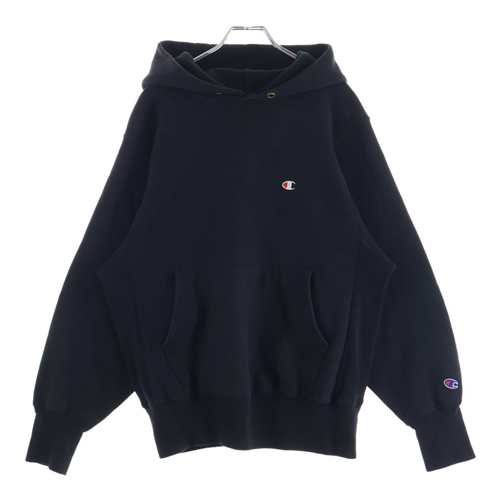 CHAMPION(チャンピオン) 90S REVERSEWEAVE HOODED SWEATSHIRT リバースウィーブ USA製 目あり 刺繍タグ プルオーバースウェットパーカー フーディー ブラック