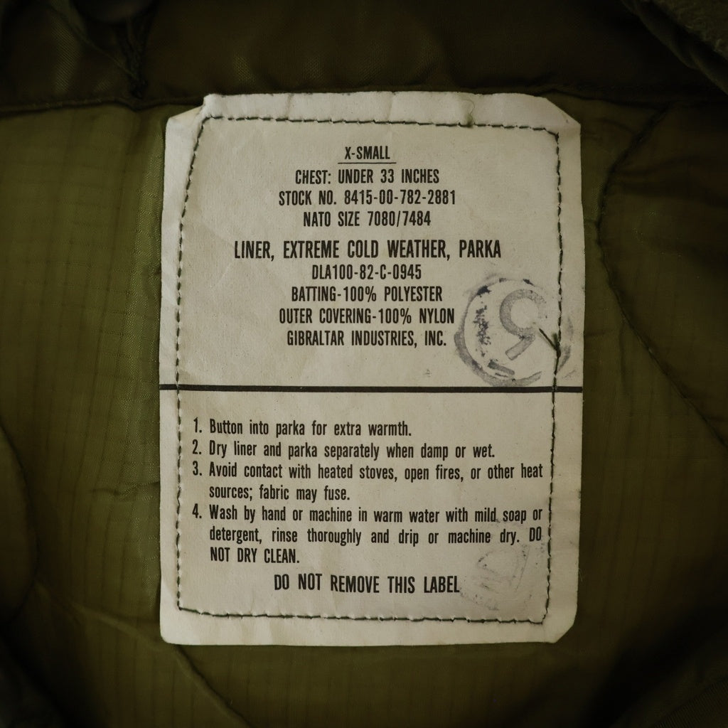 MILITARY(ミリタリー) 80S U.S.ARMY M-65 Field Parka 米陸軍 ライナーフード付 フィッシュテールパーカー モッズコート カーキ 8415-00-782-3216