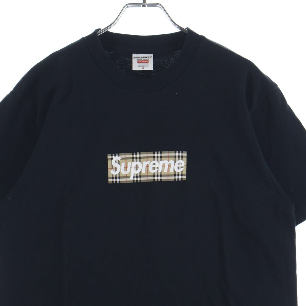 SUPREME(シュプリーム) 22SS ×BURBERRY Box Logo Tee バーバリー ノバチェック ボックスロゴ クルーネック半袖Tシャツ カットソー ブラック