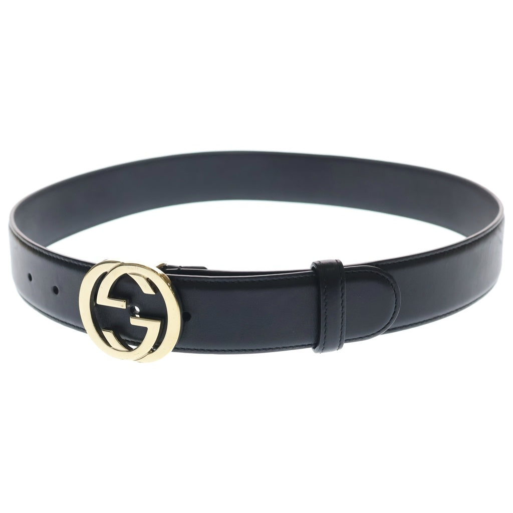 GUCCI(グッチ) インターロッキングGバックル レザー ベルト ブラック 370543AP00G