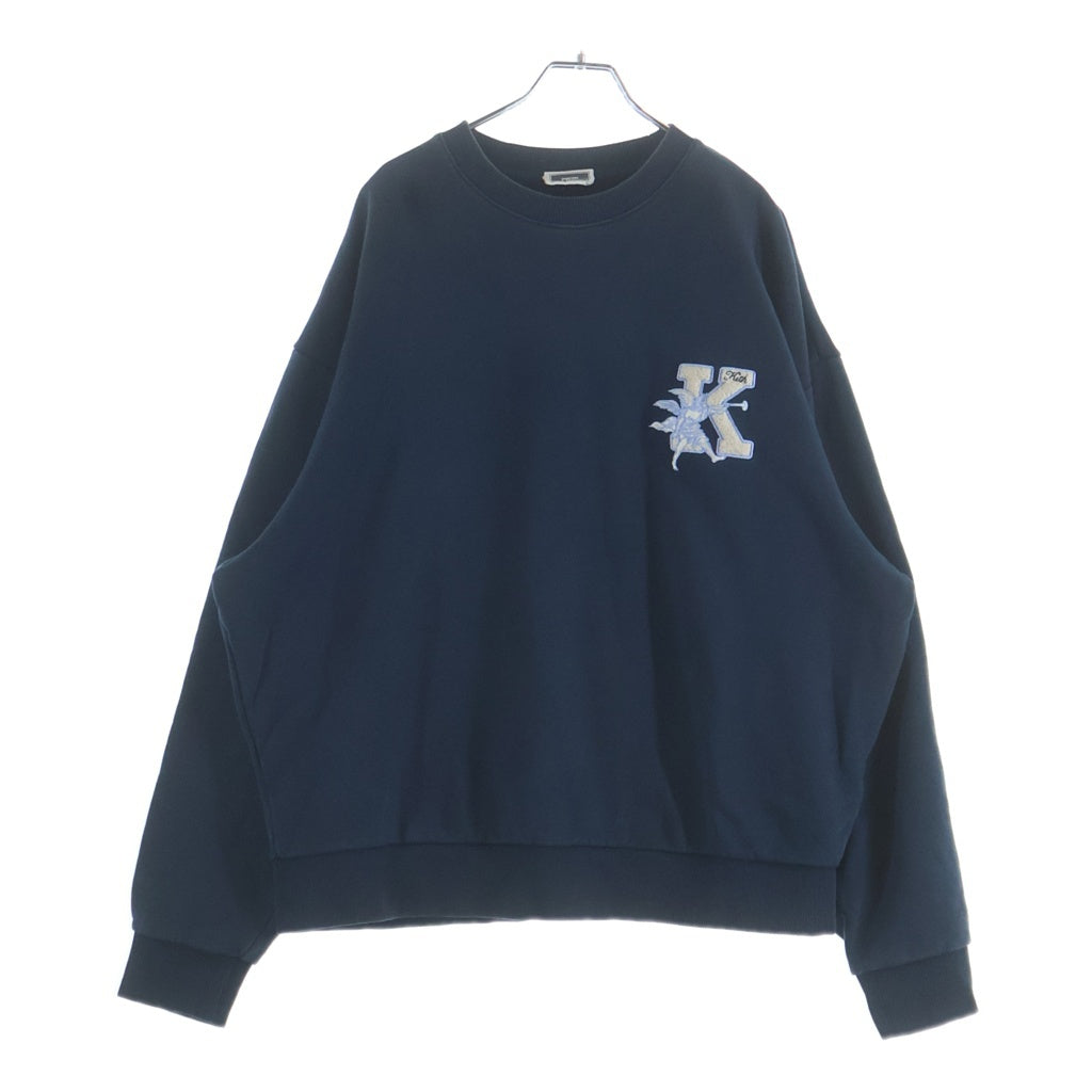 KITH(キス) 胸Kワッペンロゴ刺繍 クルーネックスウェットトレーナー ネイビー