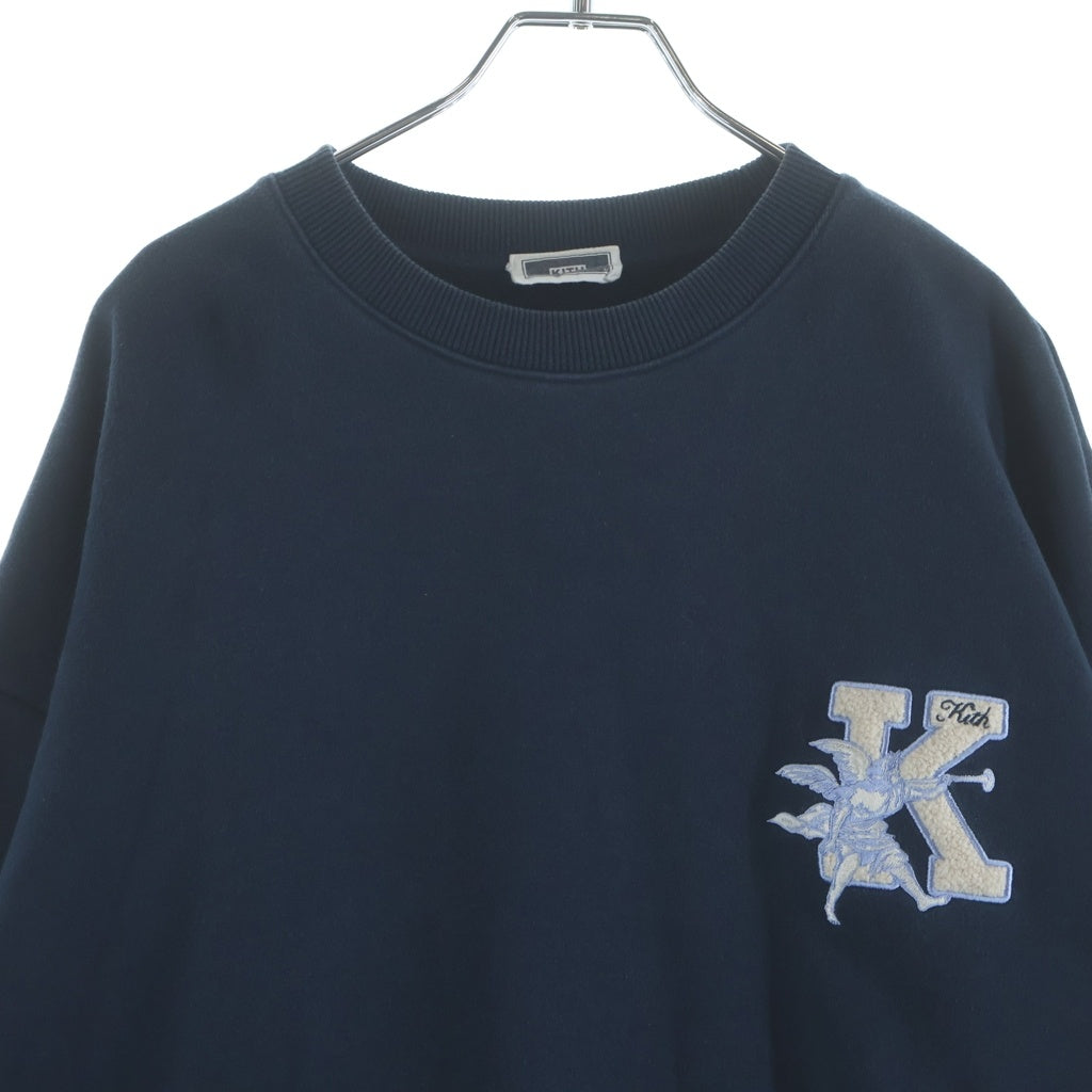 KITH(キス) 胸Kワッペンロゴ刺繍 クルーネックスウェットトレーナー ネイビー