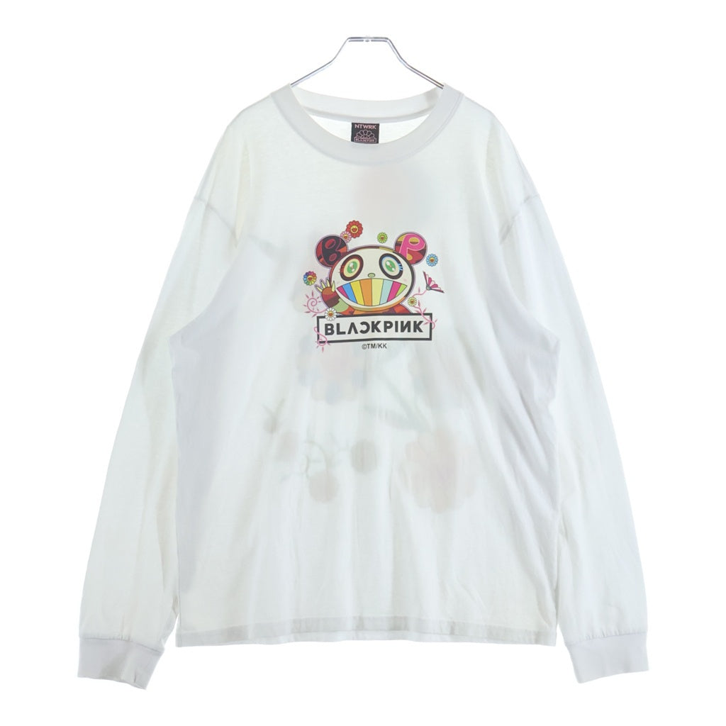 村上隆(ムラカミタカシ) ×BLACKPINK FLOWER GARDEN LONG SLEEVE SHIRT グラフィックプリント クルーネック コットン 長袖Tシャツ カットソー ホワイト 20783223