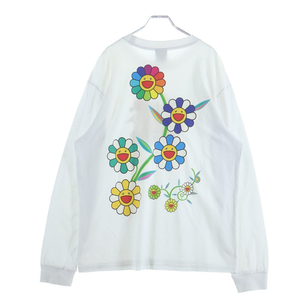 村上隆(ムラカミタカシ) ×BLACKPINK FLOWER GARDEN LONG SLEEVE SHIRT グラフィックプリント クルーネック コットン 長袖Tシャツ カットソー ホワイト 20783223