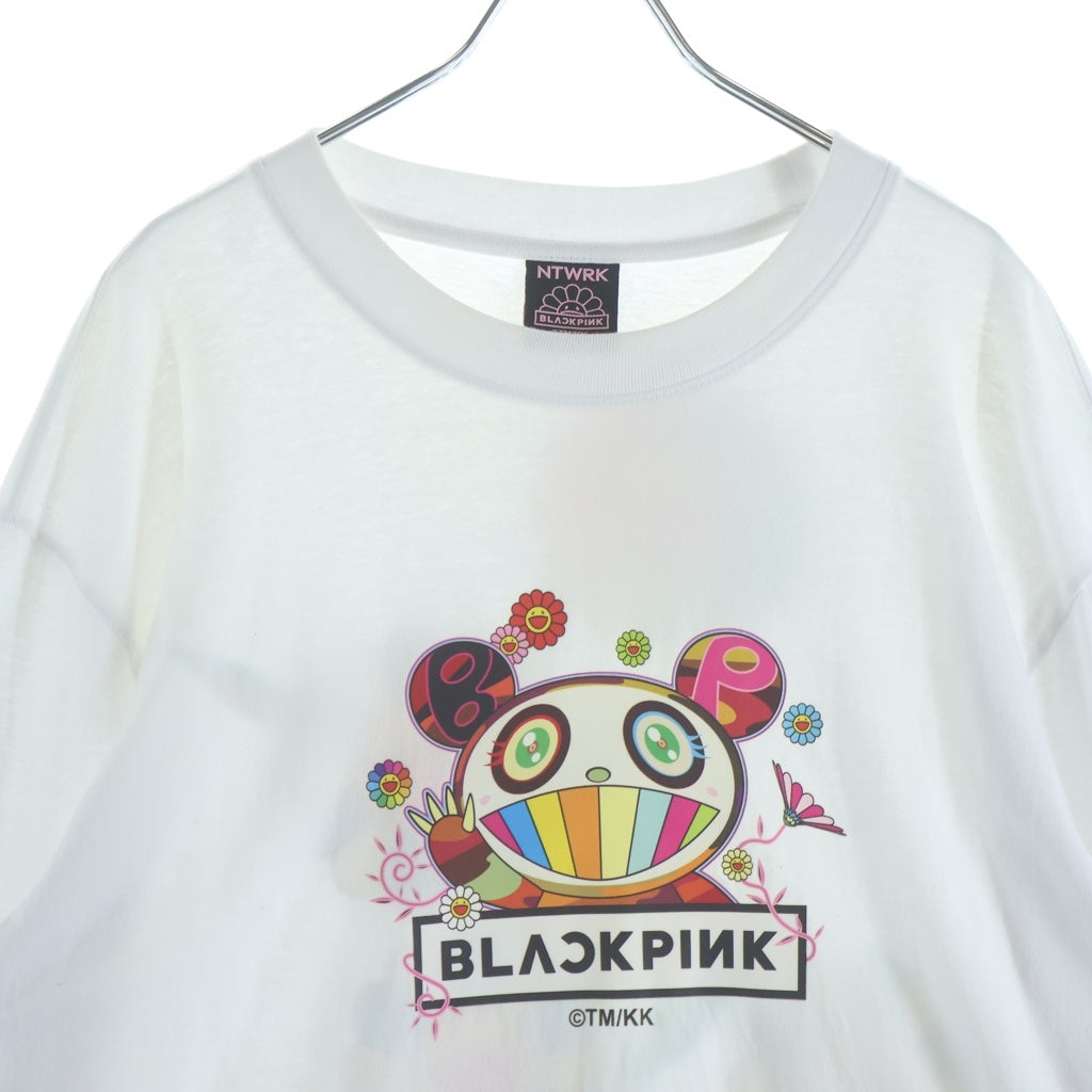 村上隆(ムラカミタカシ) ×BLACKPINK FLOWER GARDEN LONG SLEEVE SHIRT グラフィックプリント クルーネック コットン 長袖Tシャツ カットソー ホワイト 20783223
