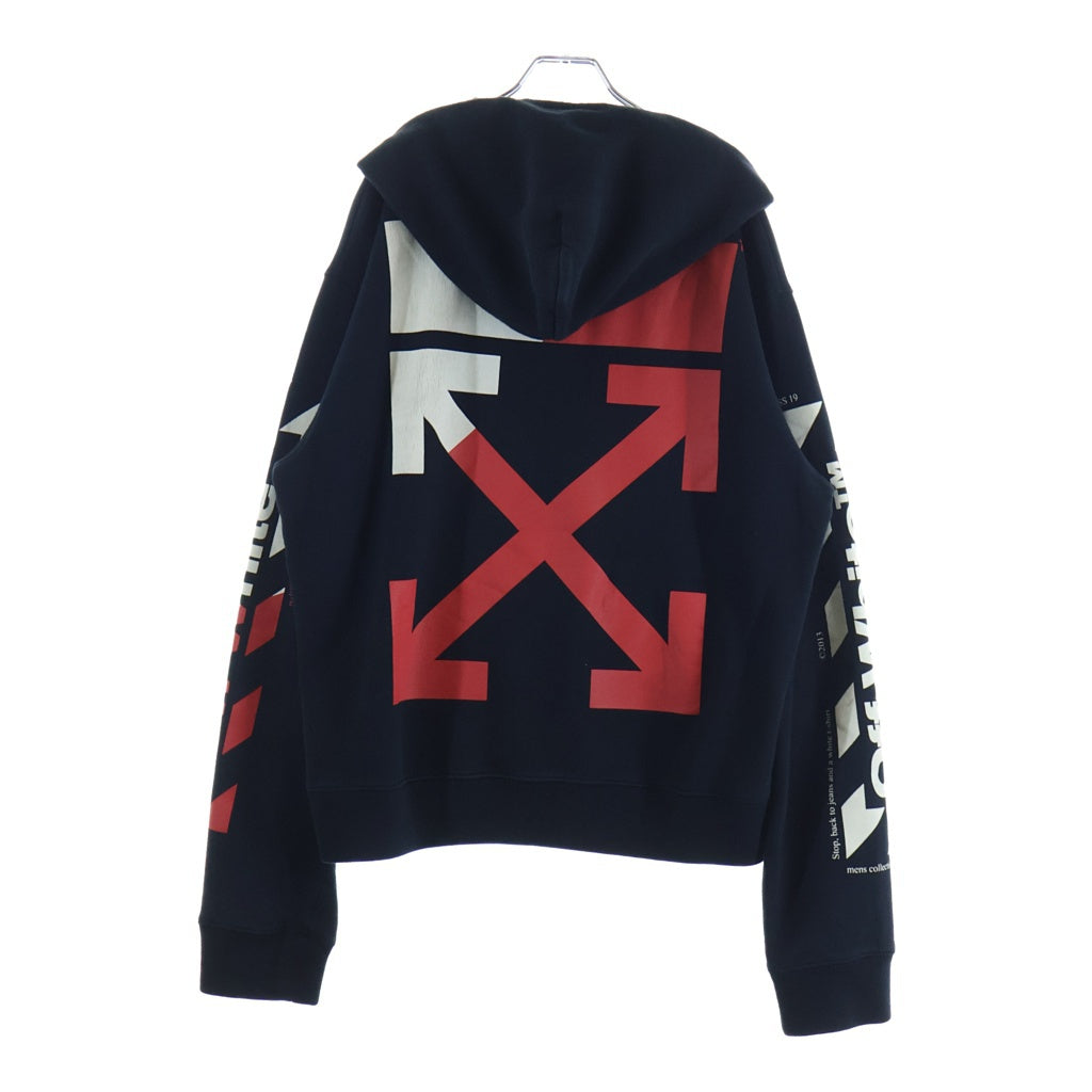 OFF-WHITE(オフホワイト) 19SS DIAG SPLIT LOGO SLIM HOODIE ダイアグ スプリットロゴ スリム スウェットフーディー プルオーバーパーカー ブラック OMBB034S19003006