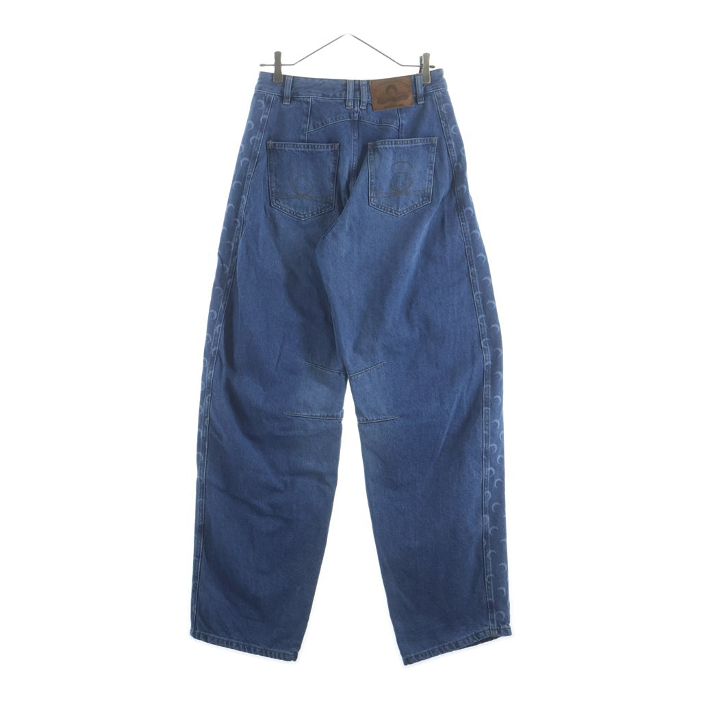 MARINE SERRE(マリーン セル) MOON PRINT WIDE LEG JEANS ムーンプリントワイドレッグジーンズ レディース バギーデニム ワイドパンツ ブルー
