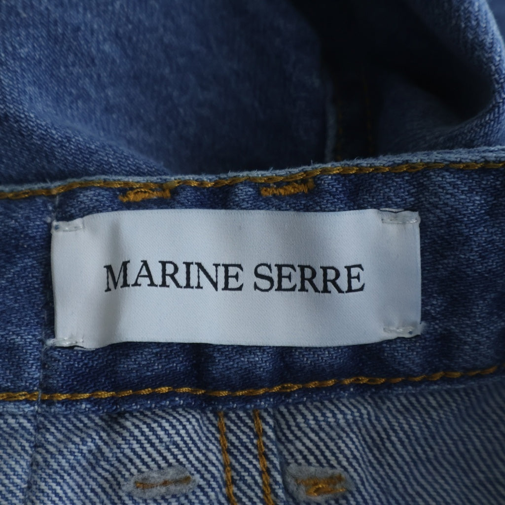 MARINE SERRE(マリーン セル) MOON PRINT WIDE LEG JEANS ムーンプリントワイドレッグジーンズ レディース バギーデニム ワイドパンツ ブルー