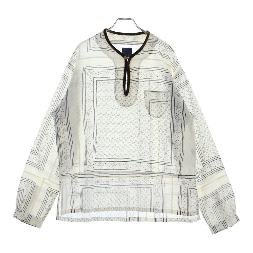 VISVIM(ヴィスヴィム) ICT TUNIC SHIRT バンダナ柄 コットン 長袖シャツ ホワイト 0220905011009