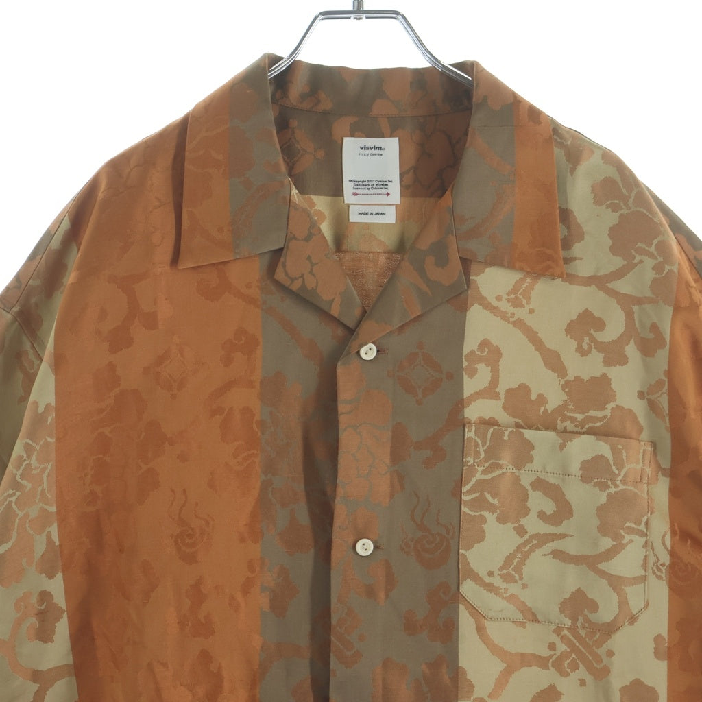 VISVIM(ヴィスヴィム) 23SS COPA SHIRT シルクジャカード 花柄 半袖シャツ オレンジ
