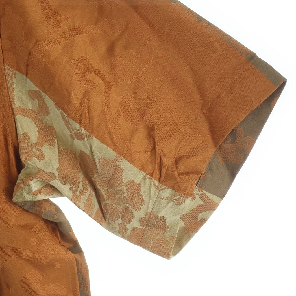 VISVIM(ヴィスヴィム) 23SS COPA SHIRT シルクジャカード 花柄 半袖シャツ オレンジ