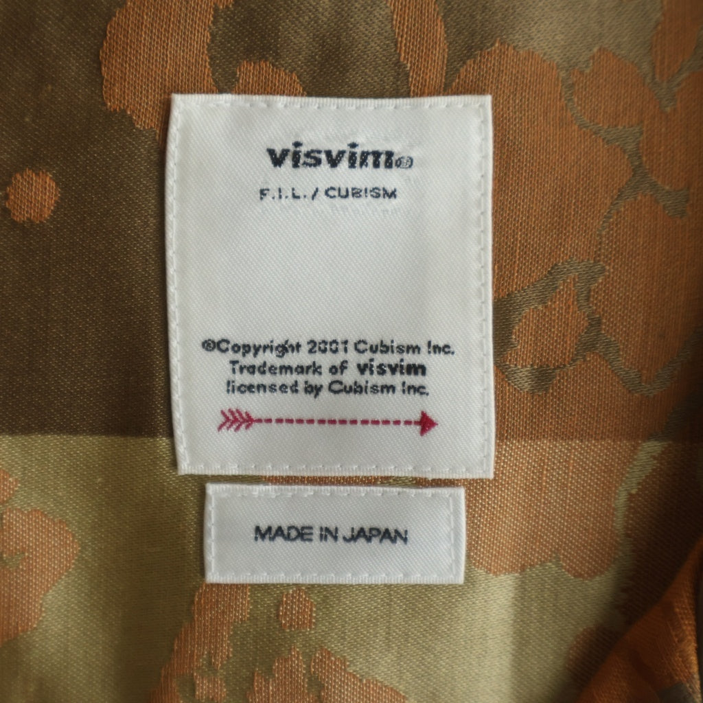 VISVIM(ヴィスヴィム) 23SS COPA SHIRT シルクジャカード 花柄 半袖シャツ オレンジ