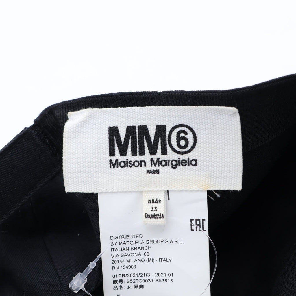 MM6 Maison Margiela(エムエムシックスメゾンマルジェラ) 21SS ロゴ刺繍 コットンキャップ 帽子 ブラック S52TC0037