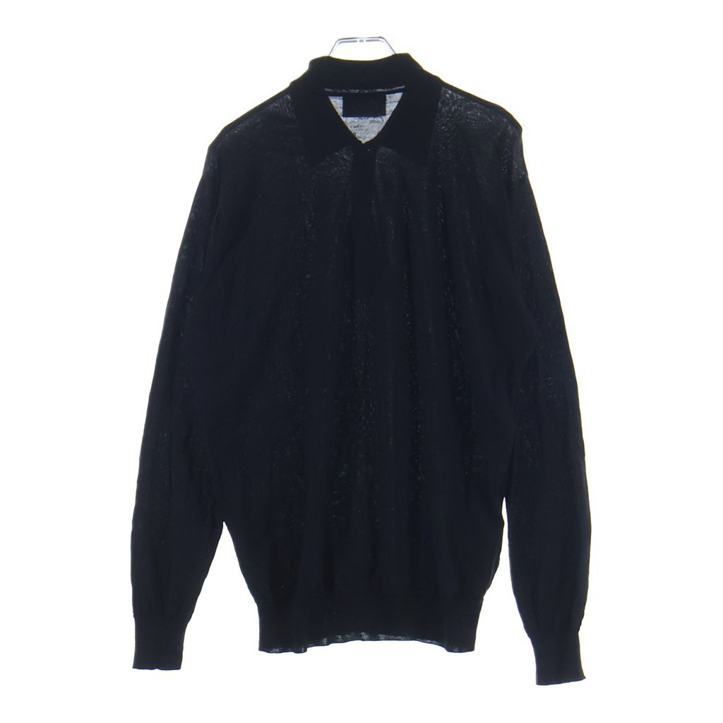 PRADA(プラダ) 24AW WOOL KNIT POLO SHIRT ウールニット長袖ポロシャツ レディース ブラック DNA00T S000 145T