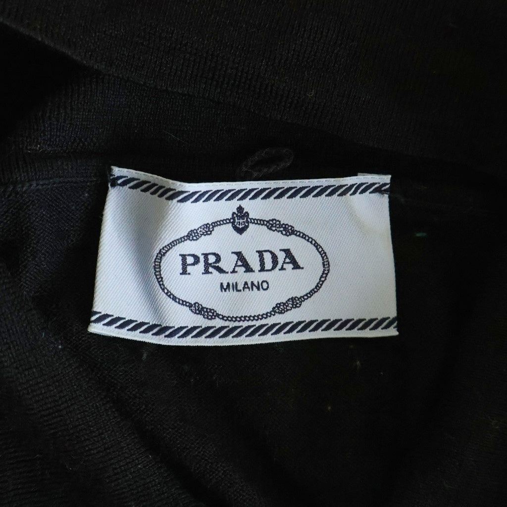 PRADA(プラダ) 24AW WOOL KNIT POLO SHIRT ウールニット長袖ポロシャツ レディース ブラック DNA00T S000 145T