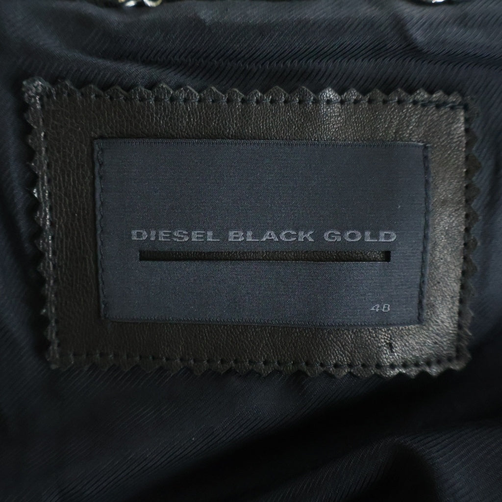 DIESEL BLACK GOLD(ディーゼルブラックゴールド) イタリア製 シープスキン レザー ダブルライダースジャケット ブラック