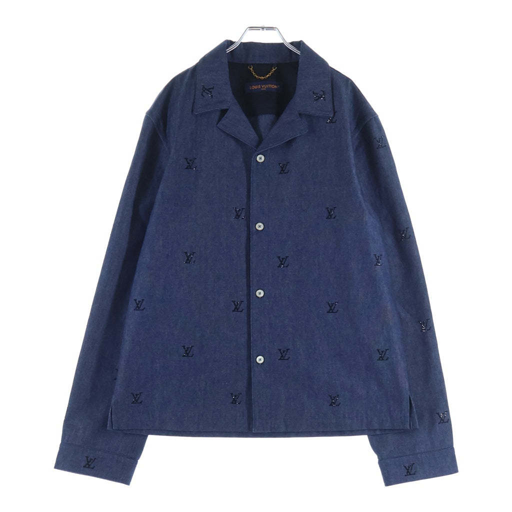 LOUIS VUITTON(ルイヴィトン) 25SS LV ブラゾン エンベリッシュド デニム 長袖パジャマシャツジャケット インディゴ RM251MM RBA HSS05W