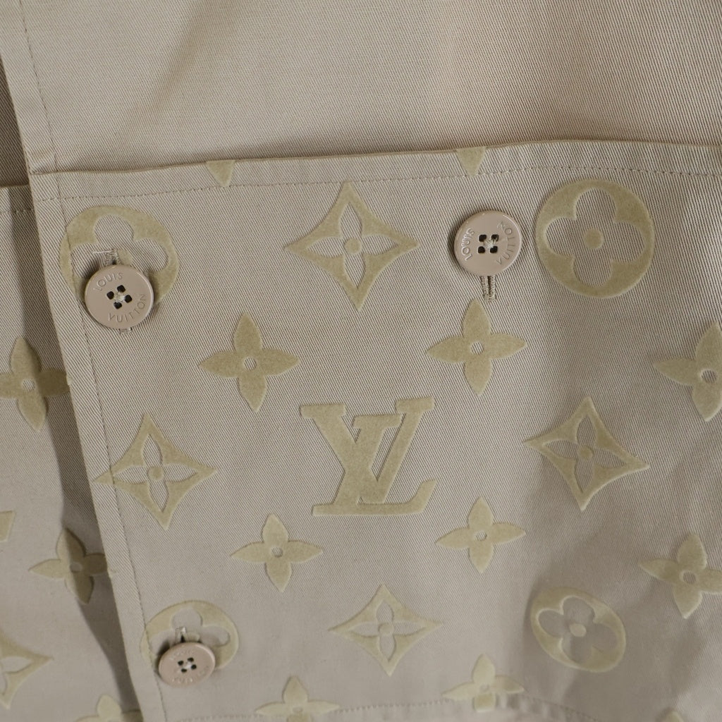 LOUIS VUITTON(ルイヴィトン) 24SS フロックモノグラム カジュアルコットン オーバーシャツジャケット ベージュ RM241MQ FUG HQB45W